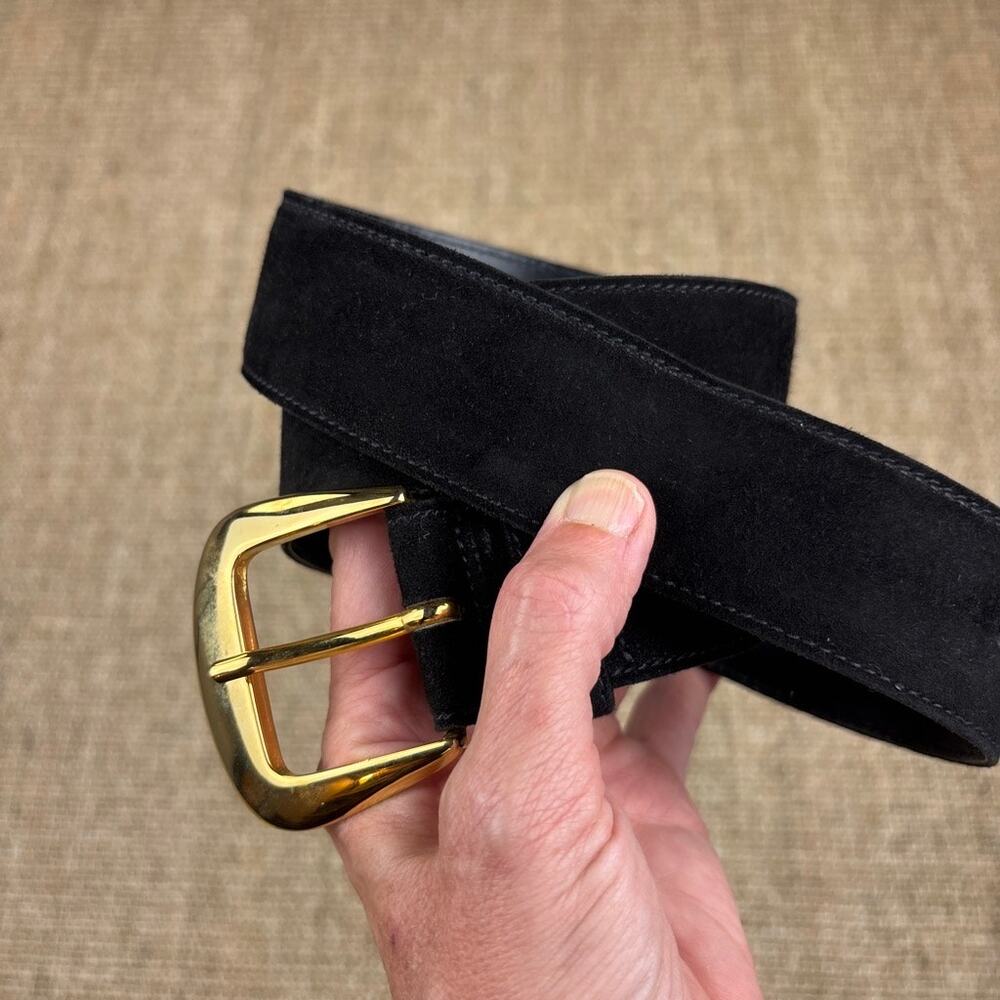 🖤✨ Escada Black Suede Belt | Size 40 | Gold Buckle | Made in Italy
